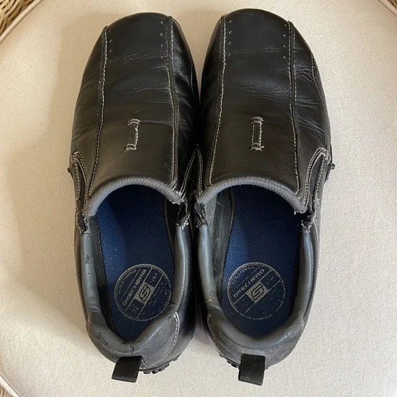 Sketchers Black Leather & Gray Suede Slip On Driving Shoes Size 9 - Picture 15 of 16